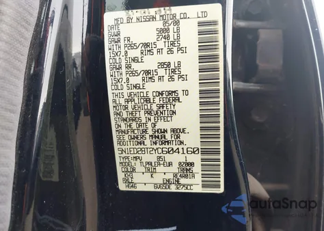 2000 Nissan Xterra Se/Xe z USA, uszkodzony, nr VIN 5N1ED28T2YC604160